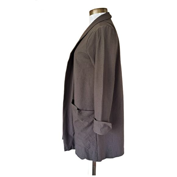 EILEEN FISHER Rye Kimono Jacket Size Small Stretch Crepe Gray-Brown - Picture 3 of 9